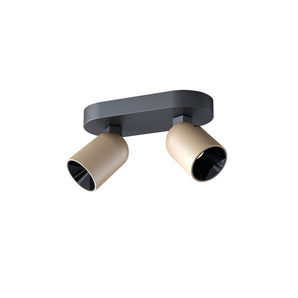 Artdelight plafondlamp / opbouwspot HOUSTON2 in zwart / champagne